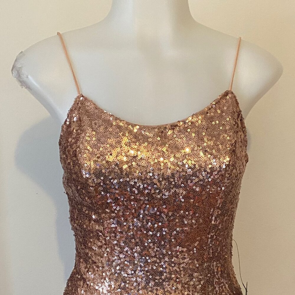 Lulus Rose Gold Sparkle Cocktail Dress